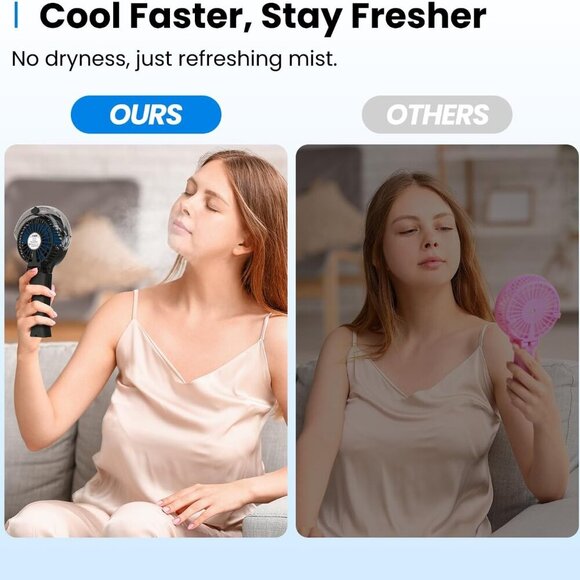 Portable Misting Fan - 4000mAh Rechargeable, 50ml Water Tank, Foldable 180° Hand - Picture 5 of 7